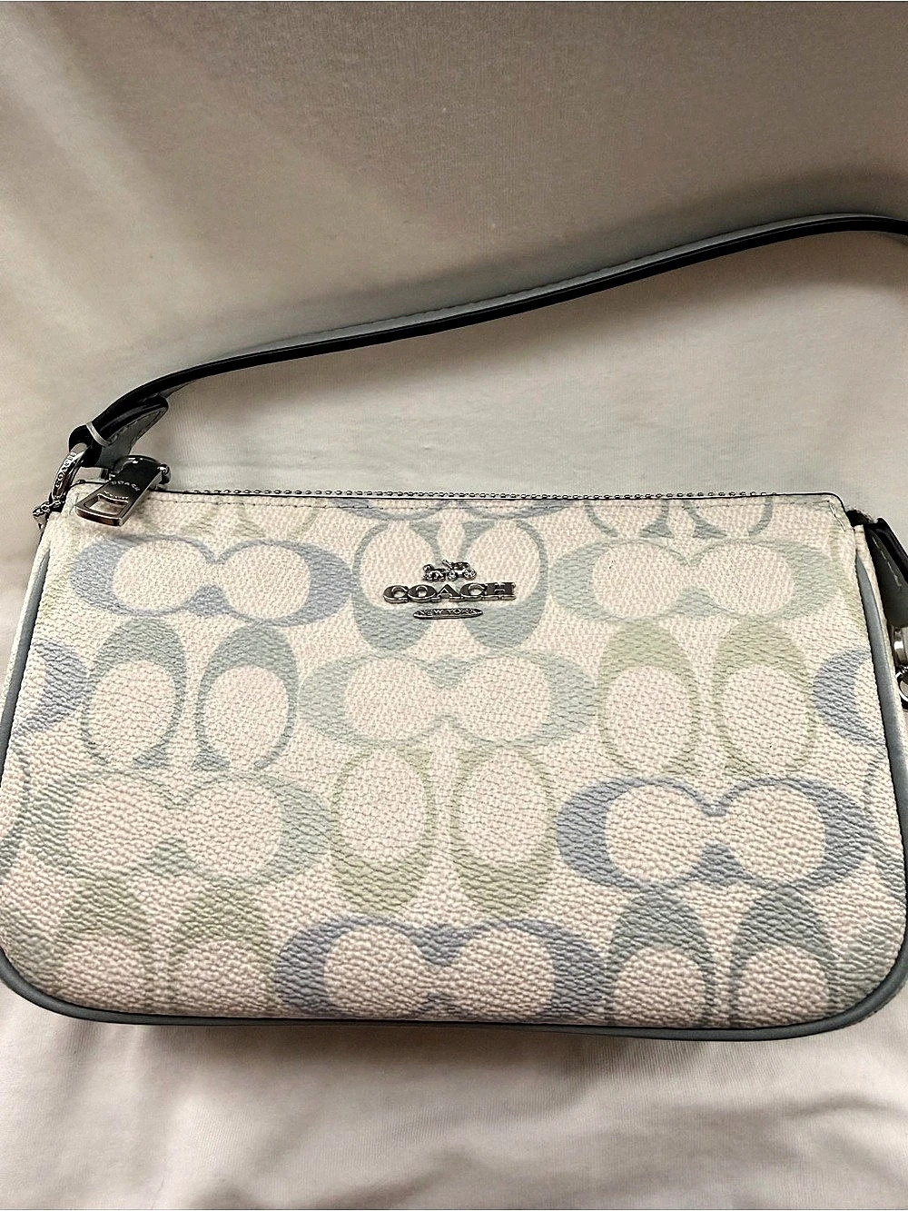 Coach Teri Shoulder Bag in Signature Canvas Cream & Blue